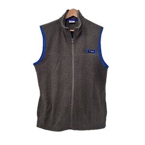 Columbia PFG Harborside Fleece Vest Mens Medium Gray Blue Full Zip Fishing Gear